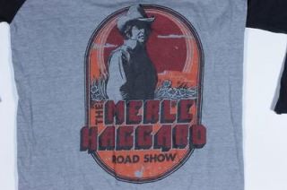 Vintage The Merle Haggard Road Show ¾ Sleeve Heather Gray T Shirt 