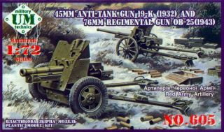  WWII Soviet Red Army 45mm AntiTank Guns 53 K & M42 (2 Guns per box