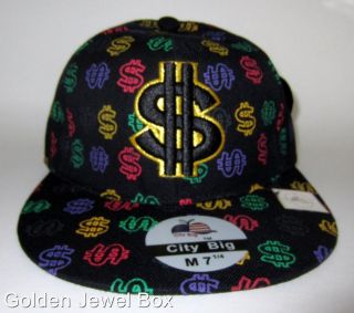   SIGN $ 3D EMBROIDERED FLAT BILL BASEBALL CAP MONEY HIP HOP FITTED HAT
