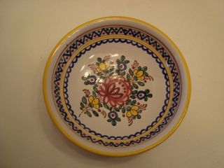 Hand Painted Pottery Bowl Made in Portugal with Wire Hanger