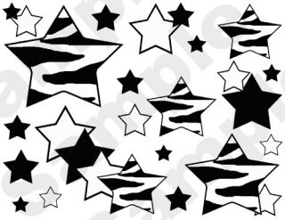 ZEBRA STARS WALL PAPER BORDER TEEN CHILDRENS ABSTRACT ART STICKERS 