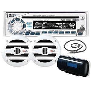 BOSS Marine / BOAT STEREO MR1460W CD Receiver PACKAGE w/ SPEAKERS and 