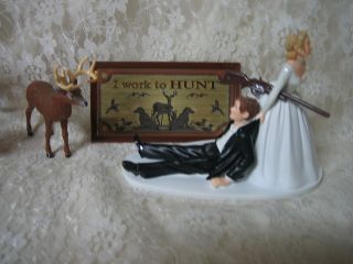 HUMOROUS WEDDING DEER HUNTER HUNTING CAKE TOPPER