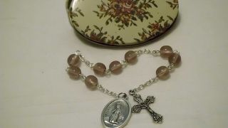 Vintage Pill Box Rosary^ Chaplet of St. Bernadette, Prayer for 