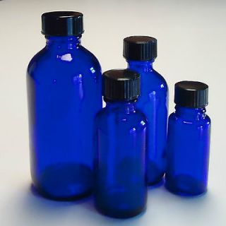 NEW Boston Round Cobalt Blue Glass Bottle Polycone Cap 1/2,1,2,4 OZ 