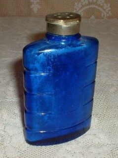 Vintage Bourjois Cobalt Blue Powder Bottle with Working Sliding Lid