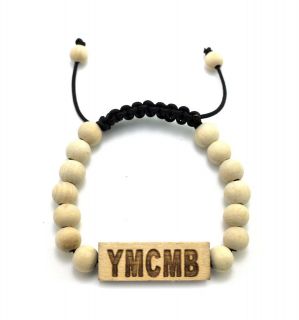 GOOD QUALITY HIP HOP WOOD BRACELET YMCMB PENDANT WITH 8mm WOODEN BEAD 