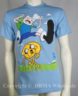 Authentic ADVENTURE TIME Finn & Jake Kick Jump T Shirt S M L XL 