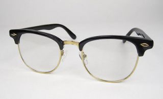 50s HORNED RIM Buddy Holly Rockabilly NERD Clear Glasses Black or 