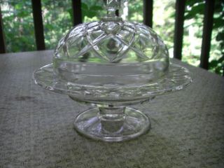 CRYSTAL GLASS COVERED BUTTER DISH BOWL ANTIQUE OLD DISH