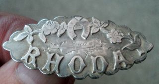 Vintage Victorian Silver Name Brooch c1890/1900   RHODA