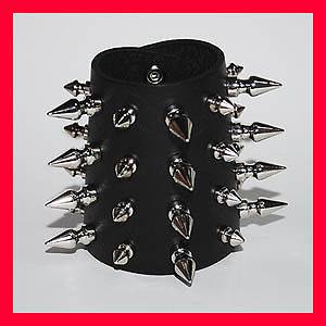   Gothic Industrial Metal LEATHER Spiked Bracelet Gauntlet Wrist CUFF