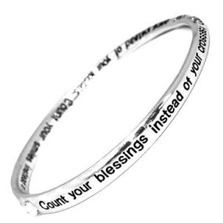   Blessings Love Curage Health Smiles Infinity Silver Bangle Bracelet
