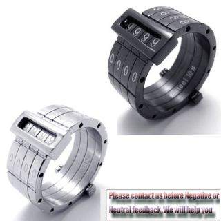 Detachable PASSWORD Ring Mens Women Stainless Steel Ring Size 8 13