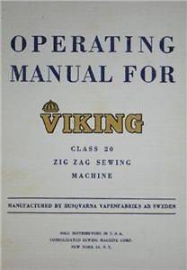 Viking Model 20 Sewing Machine Instruction Manual On CD