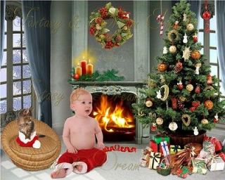 CH5 Christmas Digital backgrounds Holiday Santa Baby Children 