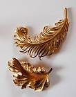 VINTAGE 2 LEAF LEAVES FEATHER BROOCHES TRIFARI NAPIER COSTUME JEWELRY