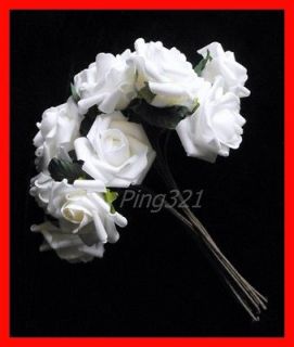 60 x White Foam Roses Wedding Flowers Artificial Stems