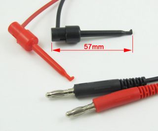   4mm Banana Plug to Large Test Hook Clip Lead Cable 40cm Red Black