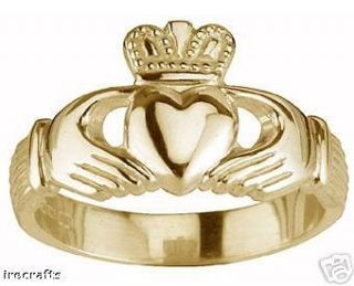 14K Gold Silver Claddagh Men Ring celtic Promise sz 10 11 9 8