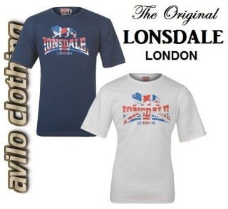 New LONSDALE London Mens T shirt Top, White, Navy, S,M,L,XL,XXL