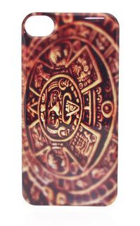 Mayan Calendar Aztec iPhone 4 4s Snap On Case Clear Plastic tribal 