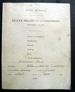 State Of Maine 1934 Notice To Contractors Proposal To Build A Gravel 