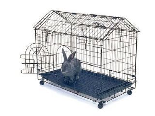 Rabbit Pet Bunny Kennel Small Animal Hutch Hut House Cage w/ Wheels