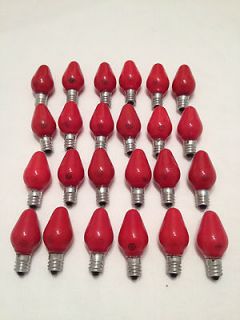 Vintage C7 C 7 GE 24 Red Christmas Lights Bulbs Tested Ceramic Coated 