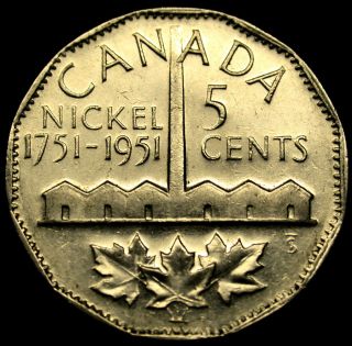 1951 Canada 5 Cents Commemorative Canadian Nickel A GEM in AMAZING 