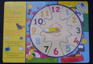 Girls Boys Toddler Toy Educational Wooden My First Clock Playtray 