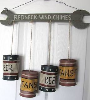 New Lg Redneck Windchimes Wind Chimes Beer Beans Cans #899