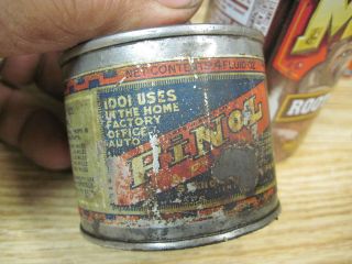 vintage oil can tin FINOL STANDARD OIL COMPANY may tag store OILER