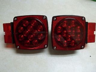 Submersible over 80 LED Square Trailer Tail Lights Stud Mount, (1 