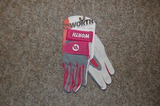 Worth Collegiate Large Gray / Pink 1 Pair Of Batting Gloves Adult New 