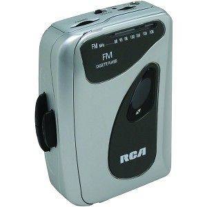 RCA SILVER PORTABLE CASSETTE PLAYER FM RADIO EARBUDS BELT CLIP NEW 