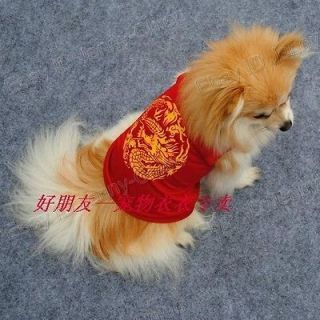  dogs cat clothes pretty Red Chinese Dragon Costumes Clothes Apparel 