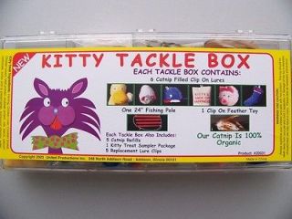 Kitty Cat Tackle Box catnip toys pig mouse duck fish fishing pole w 