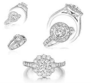 1CT+ MOISSANITE & DIAMOND HALO RING   1CT CENTER   CHOOSE YOUR STYLE 