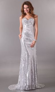 Charming Shinning Sequins Prom Party Gown Evening Wedding Long Mermaid 