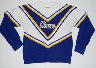 Vintage Go BEARS Cheerleading Sweater Uniform Blue Gold Halloween 