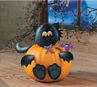 Cute Cat Pumpkin Poke Ins Halloween Porch Outdoor Decorations ~NEW~