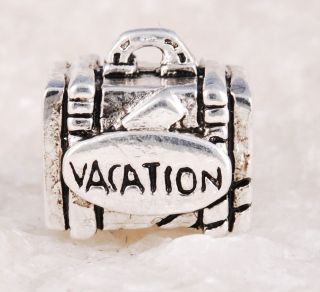   925 Sterling Silver European Bead 4 Bracelet CHARM VACATION SUITCASE