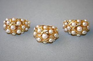 CHANEL EARRINGS AND RING SET  GOLD & PEARL #9844