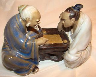 CHINESE MEN FIGURINE PLAYING CHECKERS ~ VERY DETAILED