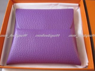 Auth HERMES Parme Purple Goatskin Leather Coin Purse Bag Ltd Color