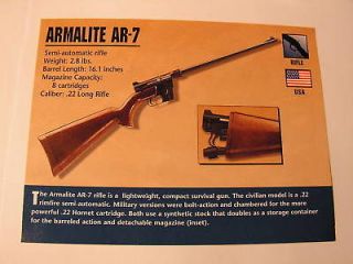 ARMALITE AR 7 RIFLE ATLAS FIREARMS FACT CARD