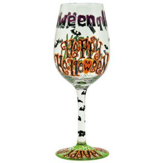 New for 2012 Lolita Wine Glass Happy Halloween Hand Painted w 