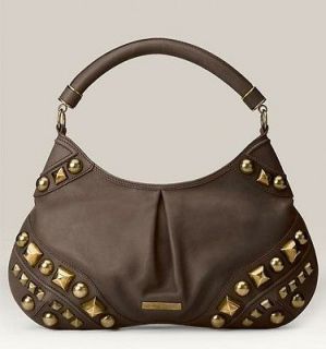 BURBERRY Brown Leather Brass Studded Hobo Handbag/Purse NWOT$1295