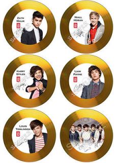 Set Of 6 One Direction Signed Gold Discs with Autographs. Ideal Gift 